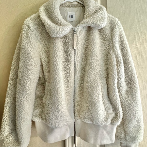GAP Cream Sherpa Zip Jacket - Picture 1 of 4
